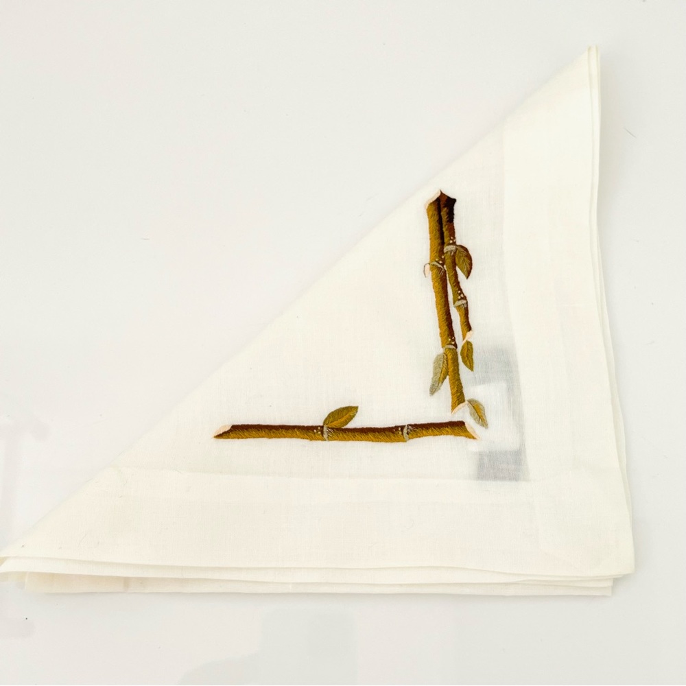 Kim Seybert design luxury 1 x Bamboo embroidered linen table napkin